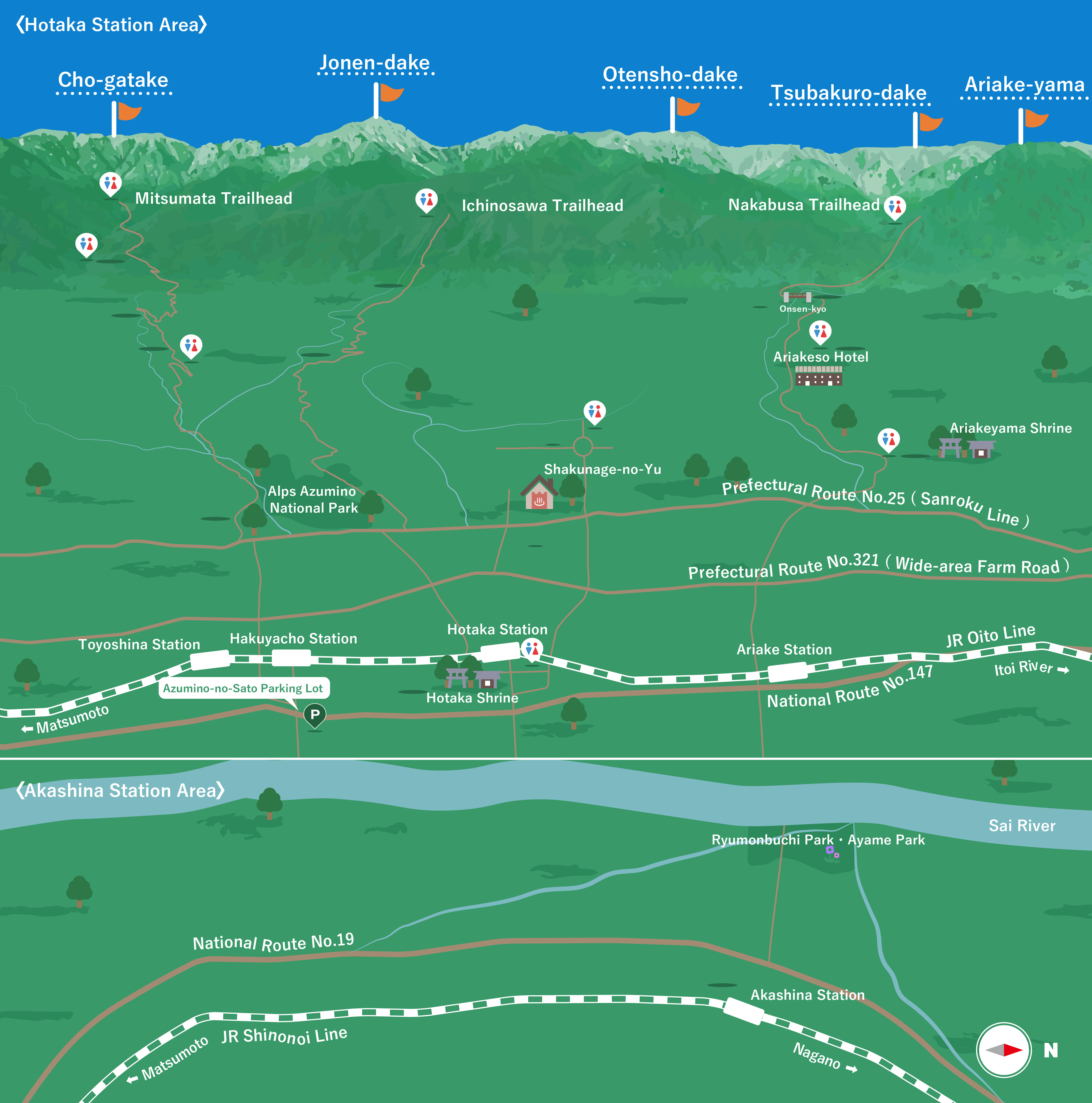 北アルプス登山者用駐車場全体マップ